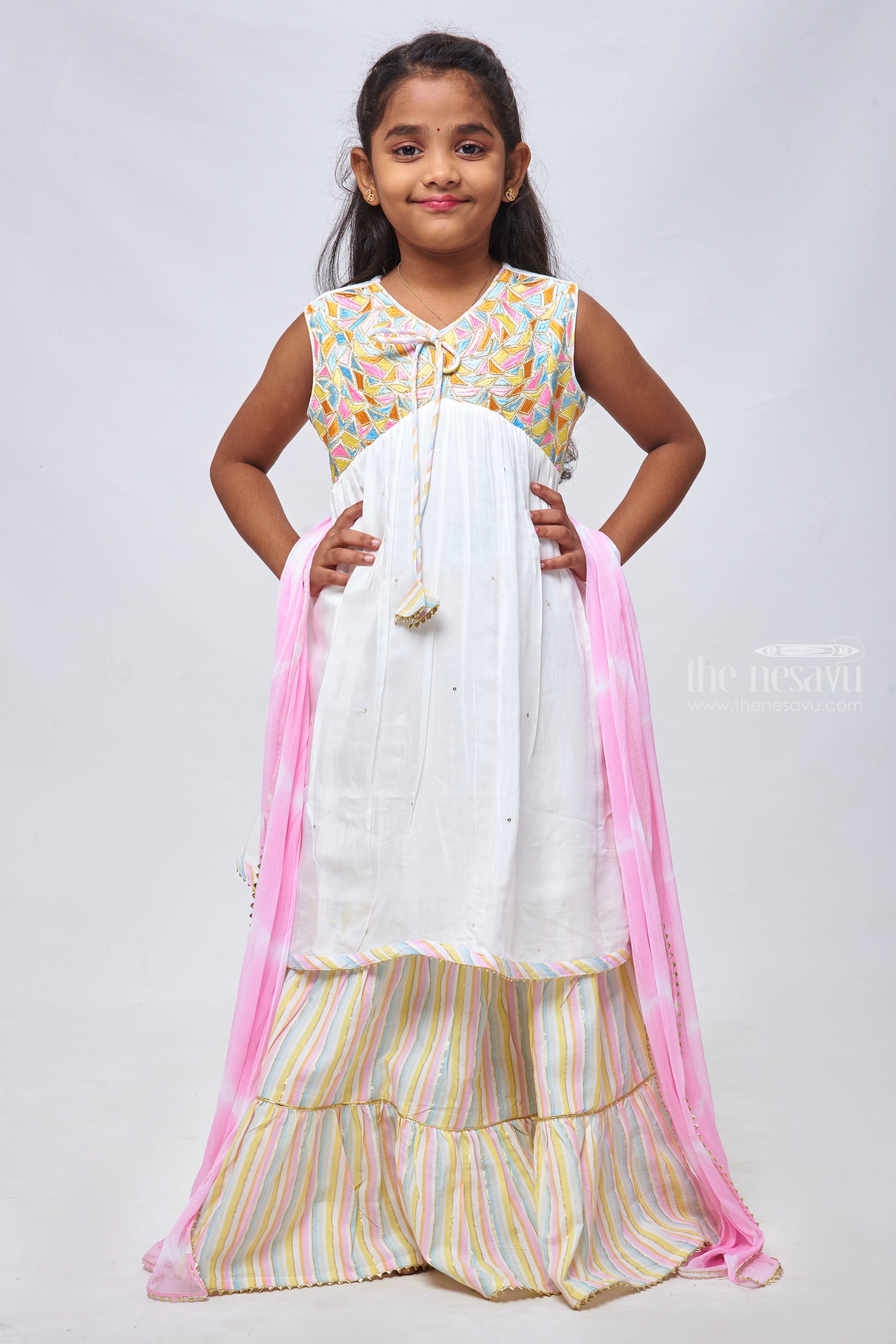 Buy Fayon Kids Pink Georgette Print Kurti and Yellow Ghagraa Dupatta for  Girls for Girls (11-12Years) Online in India, Shop at FirstCry.com -  13396121